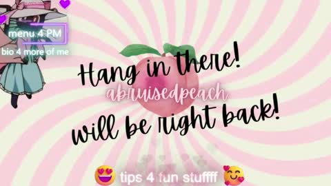 Snapshot of abruisedpeach chatting on April 25, 4:04 am Peach online show from April 25, 4:04 am