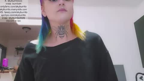 Snapshot of queer_burrito chatting on July 8, 2:16 am Sky Burrito online show from July 8, 2:16 am
