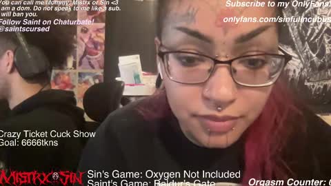 Snapshot of sinfulincubus chatting on February 18, 10:25 pm Mistrx Sin online show from February 18, 10:25 pm