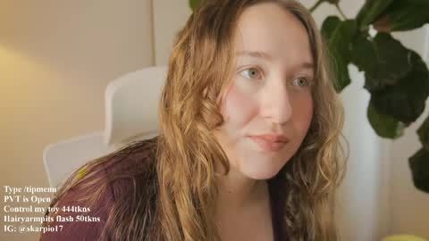Snapshot of skarpio17 chatting on April 19, 2:38 pm Im Scarlett ONLINE 5pm-10pm NYC time online show from April 19, 2:38 pm