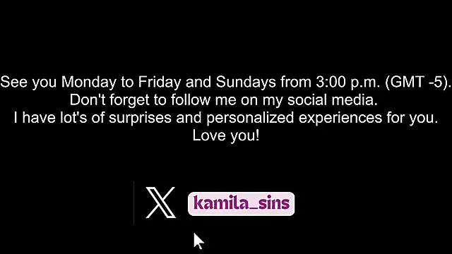 kamila sins online show from March 4, 8:05 pm